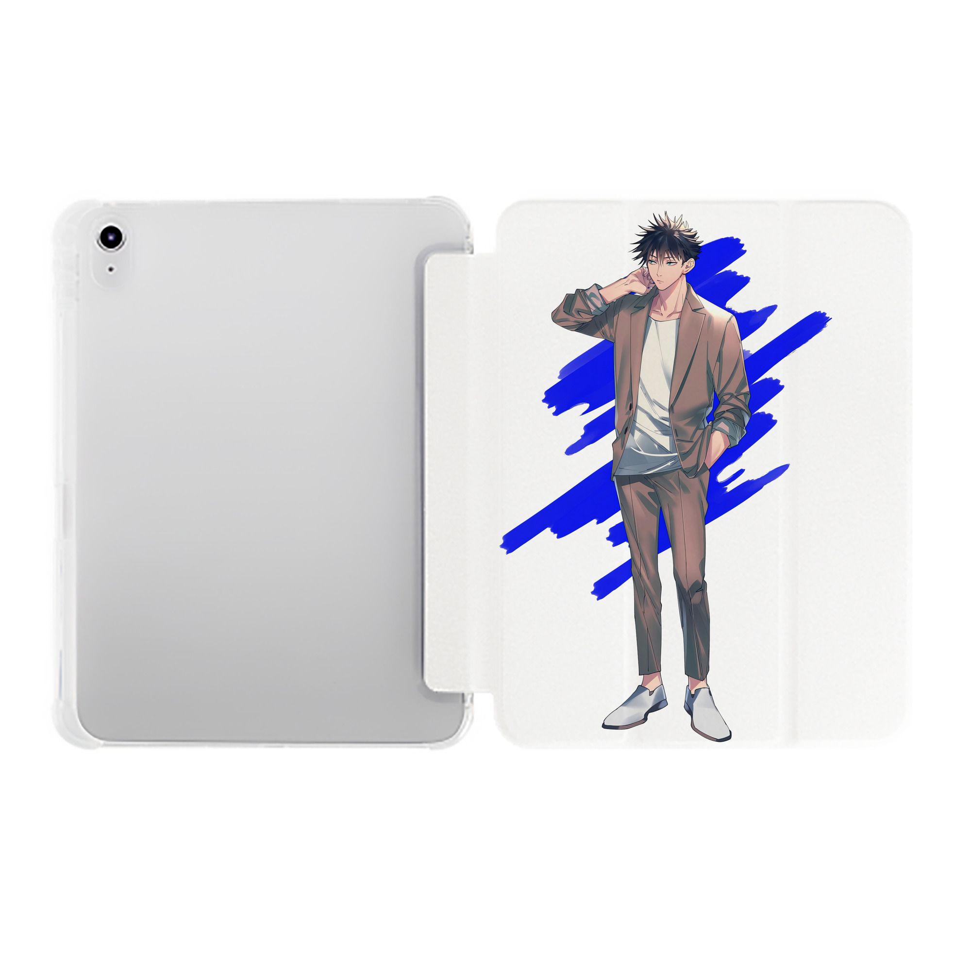（画像用） 呪術廻戦 Jujutsu Kaisen IPad ケース ペン収納付き 三つ折りスタンド PUレザー×シリコン 対応機種9.5/10.5/10.9インチ